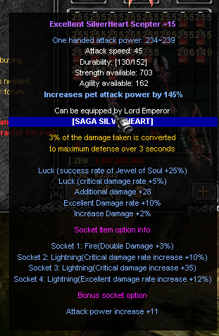 SilverHeart Scepter +15 [+12opt, Luck] [EXC 3]
